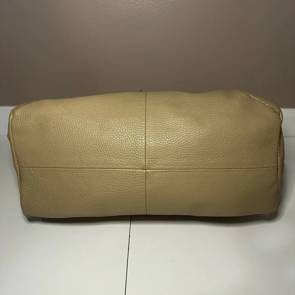 Furla Light Taupe Pebbled Leather Hobo Shoulder Bag with Tassel - EUC